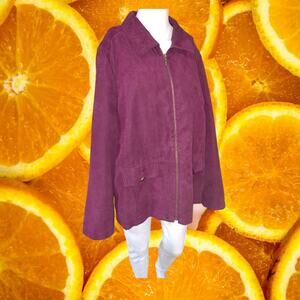 Studio Works Maroon Faux Suede Full‎ Zip Lightweight Jacket Size 20W
